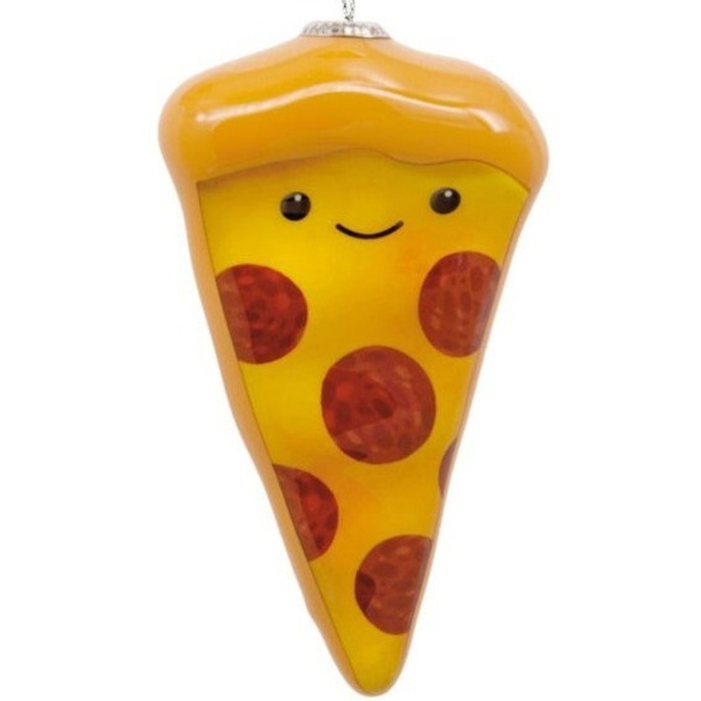 Hallmark Christmas Ornament Slice of Pepperoni Pizza Smiling Face Food Theme